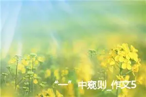 “一”中窥则_作文500字_高中优秀作文